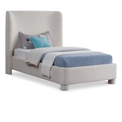 Penny Cream Linen Textured Fabric Twin Bed