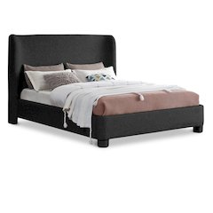 Penny Black Boucle Fabric King Bed