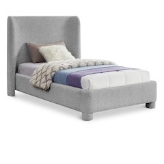 Penny Grey Boucle Fabric Twin Bed