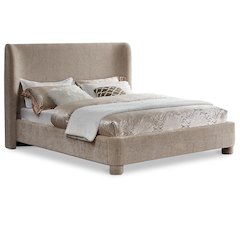 Penny Beige Chenille Fabric King Bed