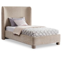 Penny Beige Chenille Fabric Twin Bed