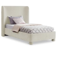 Penny Cream Chenille Fabric Twin Bed