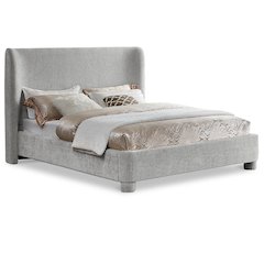 Penny Light Grey Chenille Fabric King Bed