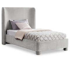 Penny Light Grey Chenille Fabric Twin Bed