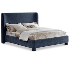 Penny Navy Chenille Fabric Queen Bed