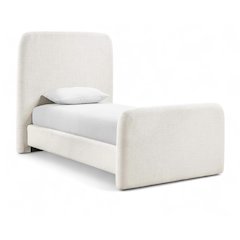 Fira Cream Linen Textured Fabric Upholstered Twin Bed