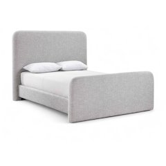 Fira Grey Linen Textured Fabric Upholstered Queen Bed