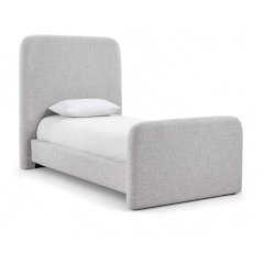 Fira Grey Linen Textured Fabric Upholstered Twin Bed