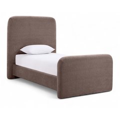 Fira Brown Chenille Fabric Upholstered Twin Bed