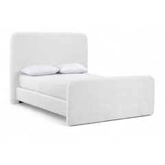 Fira Cream Chenille Fabric Upholstered King Bed