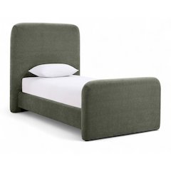 Fira Green Chenille Fabric Upholstered Twin Bed