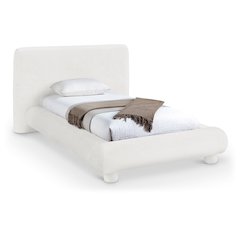 Blair Cream Chenille Fabric Upholstered Twin Bed