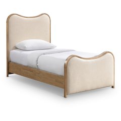 Arvada Cream Vegan Leather Upholstered Twin Bed (3 Boxes)
