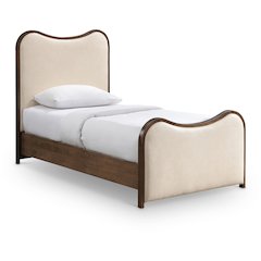 Arvada Cream Vegan Leather Upholstered Twin Bed (3 Boxes)