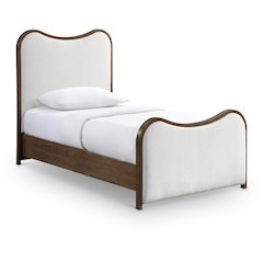 Arvada Cream Linen Textured Fabric Upholstered Twin Bed (3 Boxes)