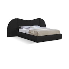 Everest Black Boucle Fabric Queen Bed