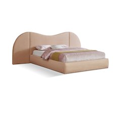 Everest Tan Linen Textured Fabric Queen Bed