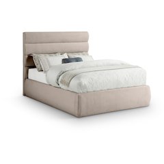 Adam Beige Linen Textured Fabric Full Bed