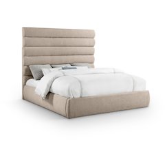 Adam Beige Linen Textured Fabric King Bed