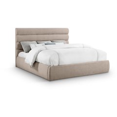 Adam Beige Linen Textured Fabric King Bed