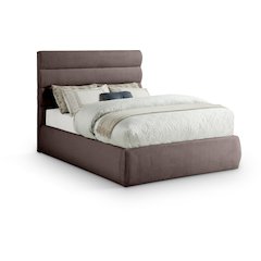 Adam Brown Linen Textured Fabric Full Bed