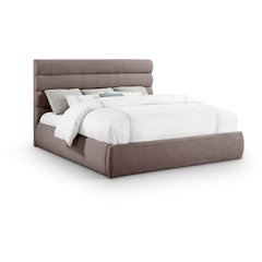Adam Brown Linen Textured Fabric King Bed