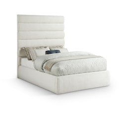 Adam Cream Linen Textured Fabric Full Bed