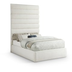 Adam Cream Linen Textured Fabric Full Bed
