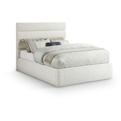 Adam Cream Linen Textured Fabric Full Bed