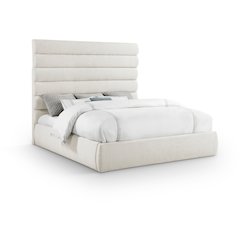 Adam Cream Linen Textured Fabric King Bed
