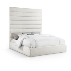 Adam Cream Linen Textured Fabric King Bed