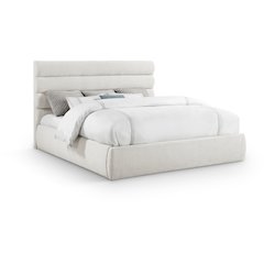 Adam Cream Linen Textured Fabric King Bed
