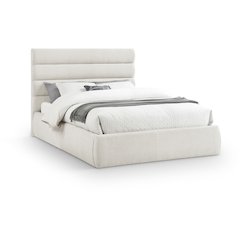 Adam Cream Linen Textured Fabric Queen Bed