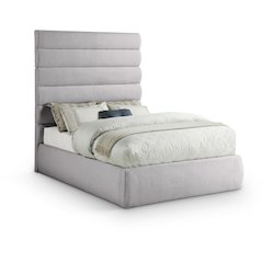 Adam Grey Linen Textured Fabric Full Bed
