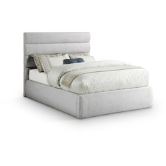 Adam Grey Linen Textured Fabric Full Bed