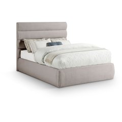 Adam Taupe Linen Textured Fabric Full Bed