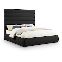 Adam Black Boucle Fabric King Bed