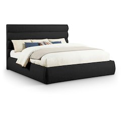 Adam Black Boucle Fabric King Bed