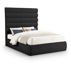Adam Black Boucle Fabric Queen Bed