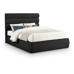 Adam Black Boucle Fabric Queen Bed