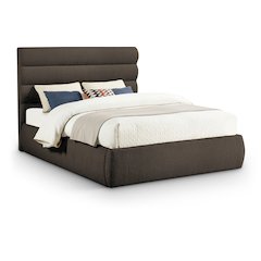 Adam Brown Boucle Fabric Queen Bed