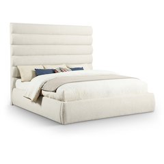 Adam Cream Boucle Fabric King Bed