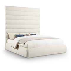 Adam Cream Boucle Fabric King Bed