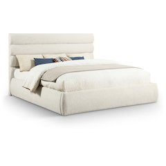 Adam Cream Boucle Fabric King Bed