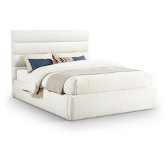 Adam Cream Boucle Fabric Queen Bed