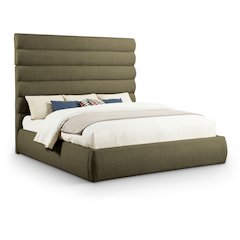 Adam Olive Boucle Fabric King Bed