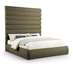 Adam Olive Boucle Fabric King Bed