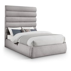 Adam Taupe Boucle Fabric Full Bed