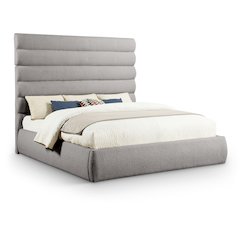 Adam Taupe Boucle Fabric King Bed