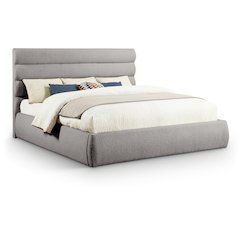 Adam Taupe Boucle Fabric King Bed